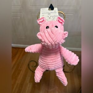 Giftable World  Hippo Pet Plush Chew Toy Striped Corduroy with Squeaker  12”